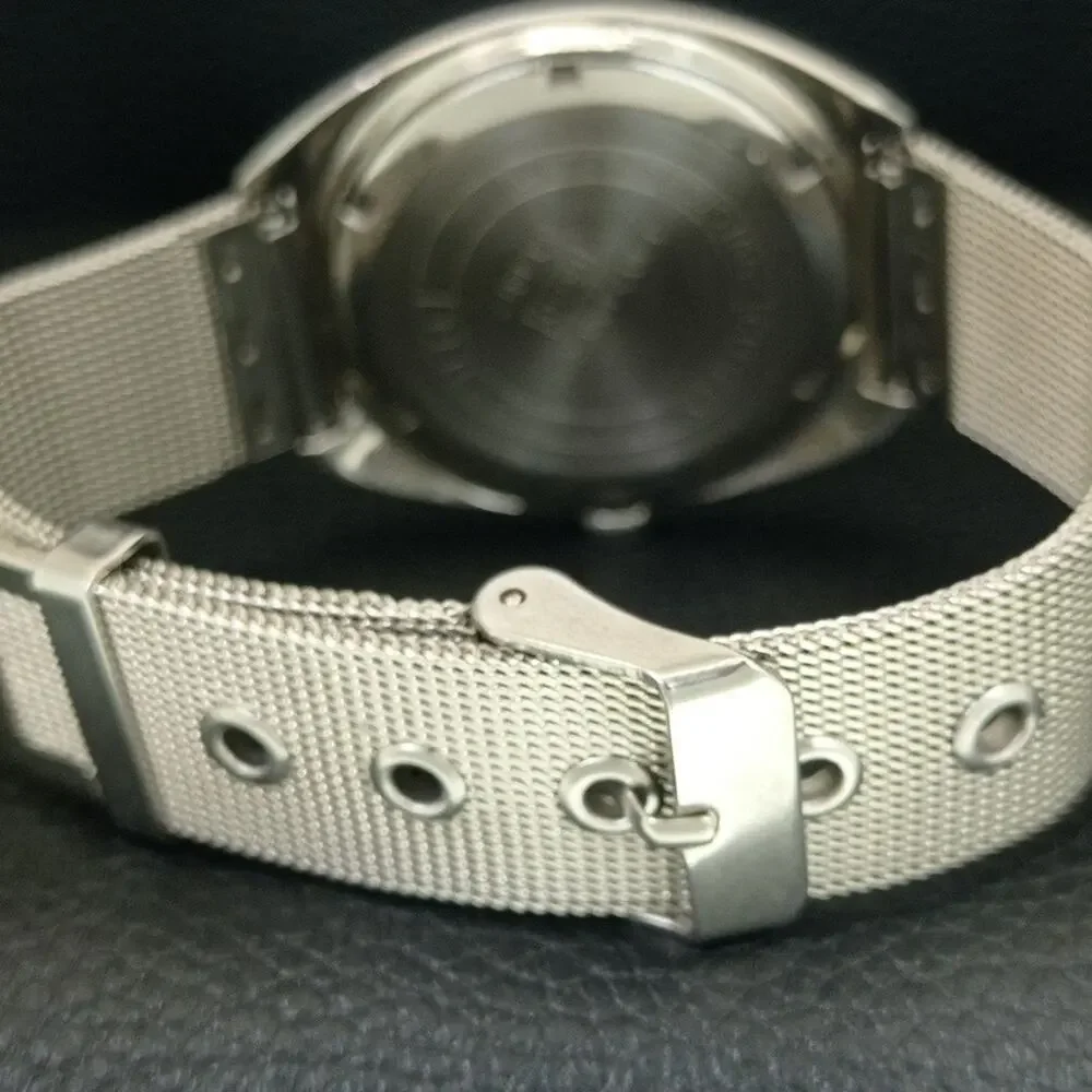 Vintage 1980 Citizen Manual Wound Mens Silver Watch W/Date & Gold accents